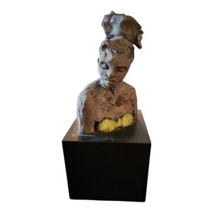 Abstract Ceramic Clay Female Torso Mounted On Black Base Sharon Griffin Style